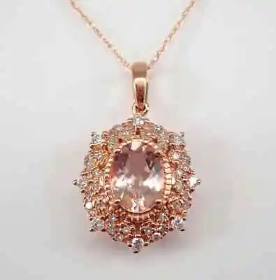 2 Ct Oval Lab-Created Morganite Snowflake Pendant Necklace 14K Rose Gold Plated • $89.99