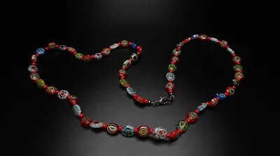 Vintage Handmade Sterling Silver Millefiori Necklace 24  • $24