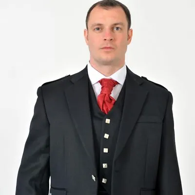 £189 • Buy Black Argyll Jacket & Vest Waistcoat 100% Wool Quality Formal Kilt Jacket