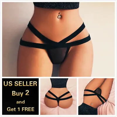 Women Mesh Sexy G-string Lingerie Thongs Panties Briefs Underwear Knickers Black • $4.99