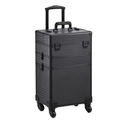 Large Make Up Trolley Case Beauty Vanity Hairdressing Box With Wheels & Lock Key • £65.95