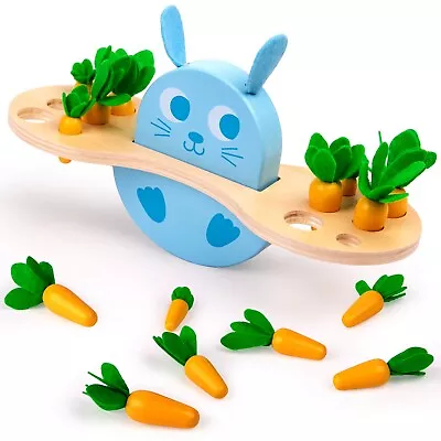 Wooden Carrot Balance Toy For Toddlers Montessori Educational Learning Toy • $11