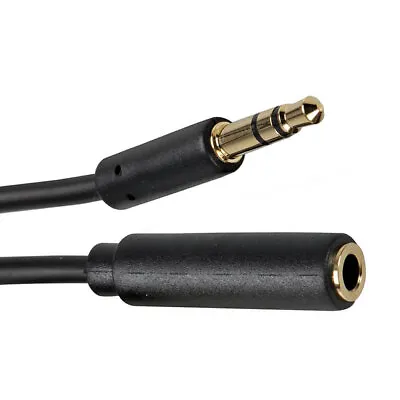 3.5mm Slim Headphone Extension Lead Aux Stereo Jack Car Phone Short 0.5m Cable • £2.97