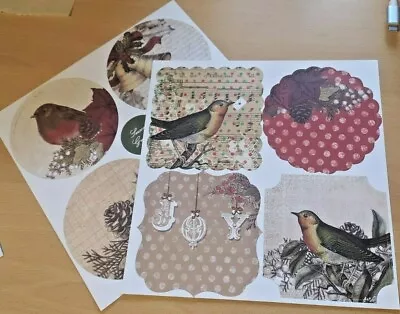 Craftwork Cards Die Cuts - Christmas Circle Toppers - Robins - 2 8  Sheets • £3