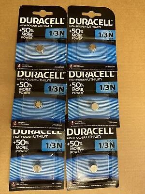 6 X Duracell 1/3N 3V Lithium Batteries CR1/3N CR1-3N 2L76 Long Expiry • £16.99