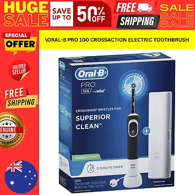 $51.54 • Buy Oral B PRO 100 CROSSACTION Rechargeable Electric Toothbrush Midnight Black Adult