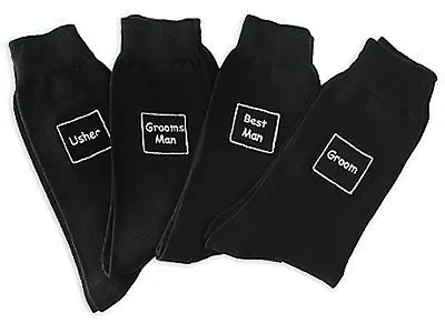 Black Wedding Party Socks - 18 Different Titles - Great Gift! • £2.19