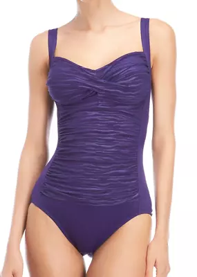 New Trimshaper Miraclesuit Purple Averi One Piece Swimsuit 6527002 Sz 16 • $49.99