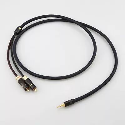 HIFI Silver Plated Cable RCA Phono To 3.5mm Stereo Mini Jack Audio Aux Cable 1m • £36