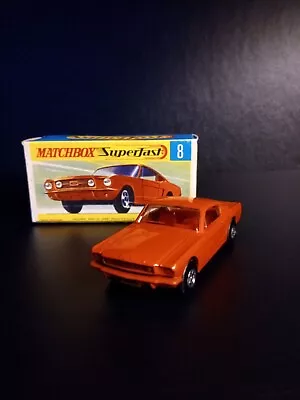 Matchbox RARE Superfast #8 Ford Mustang Orange Red  W/ Red Interior  In Orig Box • $500