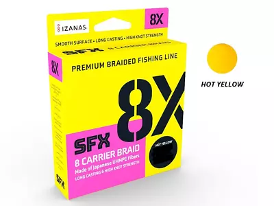 Sufix 2021 SFX 8x Braid Fishing Line 300 Yards Yellow Colour - Choose Lb Tested  • $38.99