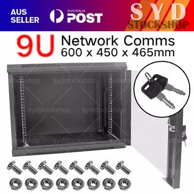 9RU Cabinet Server Network Comms Data Rack LAN 19  Wall Mount 450mm Deep 9U • $117.22