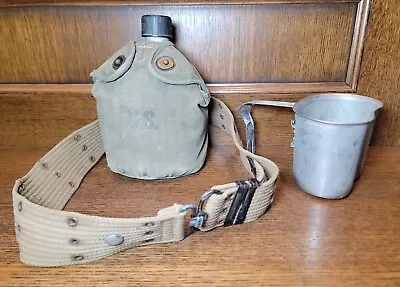 Korean War Era US Army M-1910 Canteen Cup Cover Concord 1952 WWII Type With Belt • $39.99