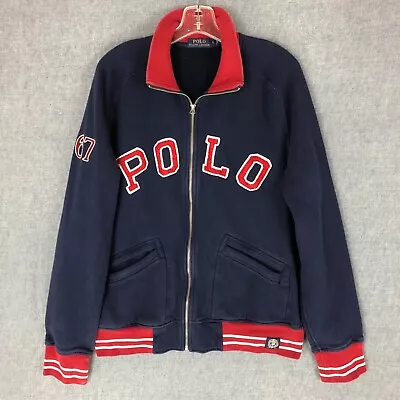 Vintage Polo Ralph Lauren Varsity Sweater L Large Long Sleeve Talon Zipper Men's • $49.99