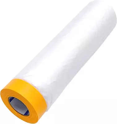 Pre-Taped Dust Sheet Self-Adhesive 240cm 10m Drop Painting Drop Film  Sheet Roll • £12.99