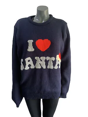 Vintage Christmas I LOVE SANTA Knit Jumper Pullover Size XL • $39.99