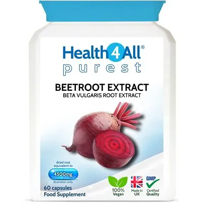 Purest Beetroot Extract 4500mg Capsules | Natural Blood Pressure Supplement • £9.99