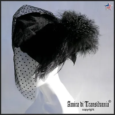 Fascinator Hat Head Piece Extravagant Kentucky Derby Elegant Party Black Veil By • $168.30