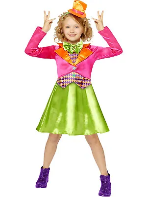 Childs Mad Hatter Girl Costume Fancy Dress Book Week Day Alice In Wonderland • £14.99