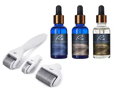 $99.95 • Buy Micro-Needle DERMA ROLLER 3 PIECE SET+ EGF + Collagen + 24K Gold Serum - 3x30mL