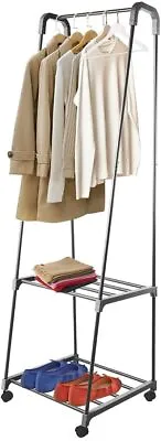 Heavy Duty Clothes Rail Rack Garment Hanging Display 2 Tier  Black&Grey • £17.99