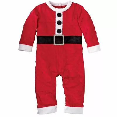 NWT Mud Pie Baby Boys Santa Minky Dot One Piece Romper Outfit Christmas Holiday • $10