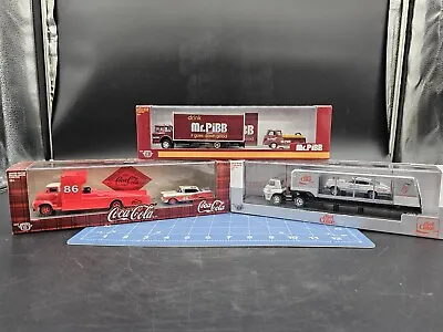 M2 Machines Coca-Cola Mr. Pibb & Diet Coke Truck & Car Transporter Collection • $60