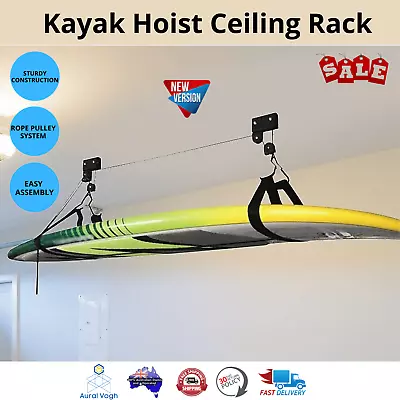  Kayak Hoist Bike Lift Pulley System Garage Ceiling Storage Rack Capacity 60KG • $63.84