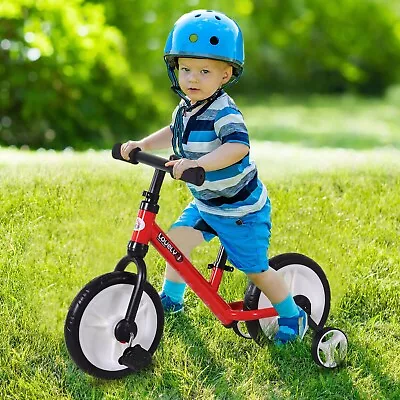 Kids Balance Training Bike Toy W/ Stabilizers For Child Toddler 2-5 Years Red • £43.61