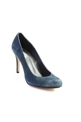 Max Studio Womens Suede Almond Toe Slip On High Heel Pumps Midnight Blue Size 6M • $42.69