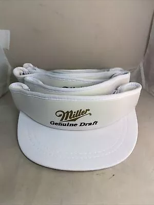 MILLER Genuine Draft Beer Hat New Old Stock Vintage 1990s Adjustable Visor White • $22.99