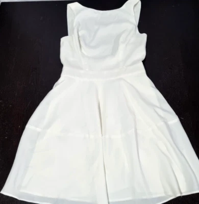 Elle Zeitoune Women Dress Size 8 Fit Flare Cream White Knee Length Sleeveless • $105