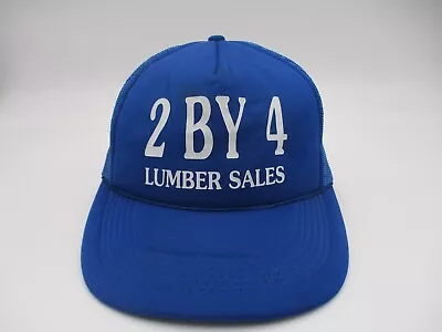 Vintage 2 By 4 Lumber Sales Trucker Hat Cap Blue Snap Back • $9.49