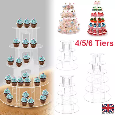 Tier Level Round Cupcake Stand Dessert Tower Clear Acrylic Display Cake Stand • £14.42