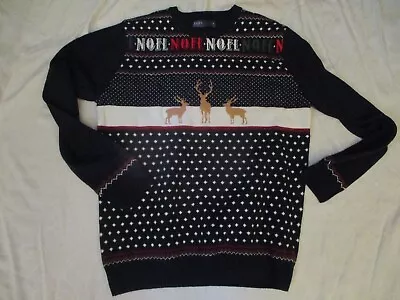 Easy Mans Mens Black Noel   Novelty Christmas Jumper Size Medium • £7.99