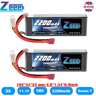 2X Zeee 3S LiPo Battery 11.1V 2200mAh 50C Deans T For RC Airplane Car Truck Boat • £42.99