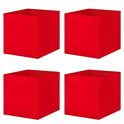 4 IKEA RED Storage Boxes Drona Magazine Kallax Shelf Drona Box Unit Expedite • £27.21