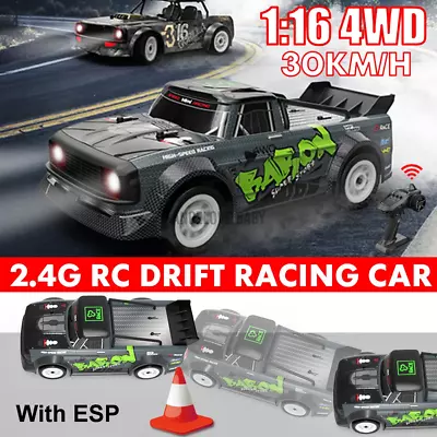 Fast RC Cars For Adults Kids With Lights 1/16 Scale High-Speed Drift Racing Car • £79.08