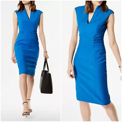 Karen Millen BNWT Blue Tuxedo Forever Wiggle Pencil Occasion Dress UK 12 • £69.99