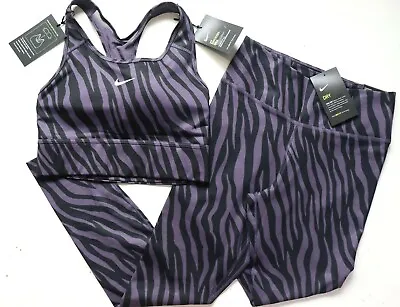 Nike One Icon Clash Zebra Print Training Tights Bra Set Dc5276-573 Women S • £79.99