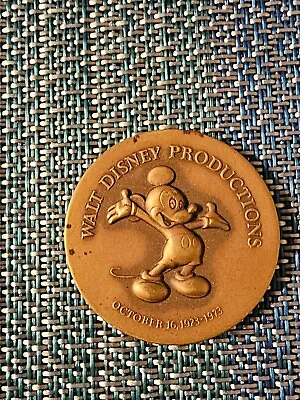 1973 Walt Disney Productions 50th Anniversary Bronze Coin Mickey Mouse Medallion • $19.99