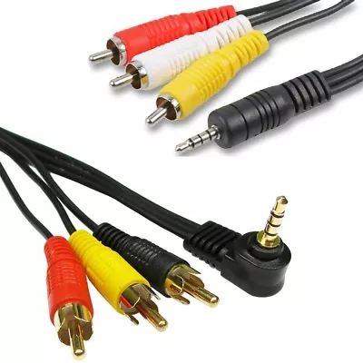 AV Out Video Cable 4 Pole 3.5mm Jack To 3 RCA Phono Composite Lead Camera • £3.99