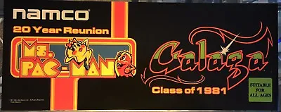 Namco 20 Year Reunion Ms Pacman Galaga Arcade Marquee 23  X 9  • $24.95