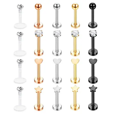 20 Pcs/lot 16G Surgical Steel Lip Ring Crystal Labret Piercing Cartilage Earring • $14