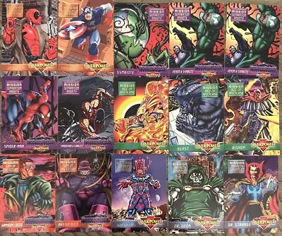 Lot Of 34 Rare 1995 Marvel Overpower Mission Cards Feat Spider-Man X-Men More • $29.99