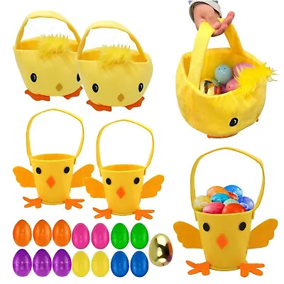 £27.99 • Buy Easter Yellow Chick Basket,Fillable Eggs,Party Game Candy Treat Bucket,Kids Gift