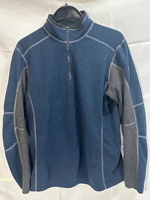 Kuhl Mens Kashmira Blue Grey Fleece Half Zip Pullover Sweater Large • $24.99