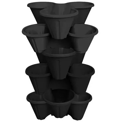 £12.49 • Buy 6 X Strawberry Planter Trio Stacking Stackable Garden Plastic Plant Pot Black