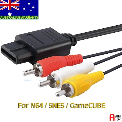 Audio & Video Cable AV RCA Cord For Nintendo N64 / SNES / GameCube - 1.8M Eters • $4.90
