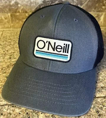 Y2K O’Neill Swimwear Gray SnapBack Trucker Hat Cap Mesh White Patch Distressed  • $12.95